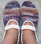 Crochet slippers on feet